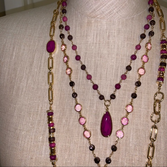 NWT WHBM ORCHID COLOR MULTI-ROW NECKLACE